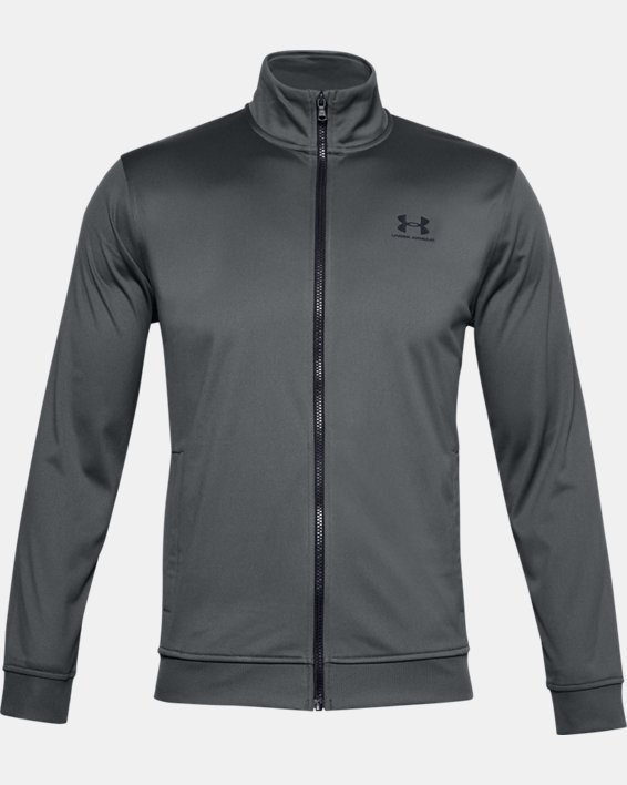 Men's UA Sportstyle Tricot Jacket, Gray, pdpMainDesktop image number 6